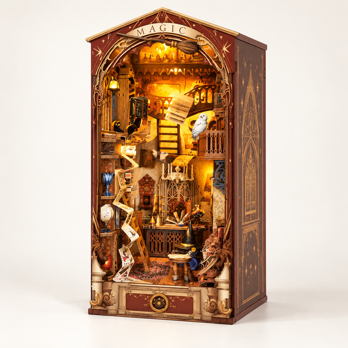 Book Nook Magic World | Bibliothèque miniature lumineuse