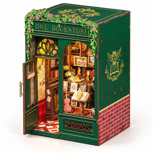 Book Nook Owl Bookstore Cutebee | Librairie miniature lumineuse
