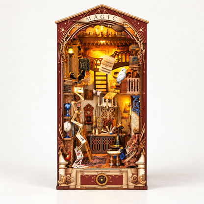 Book Nook Magic World | Bibliothèque miniature lumineuse