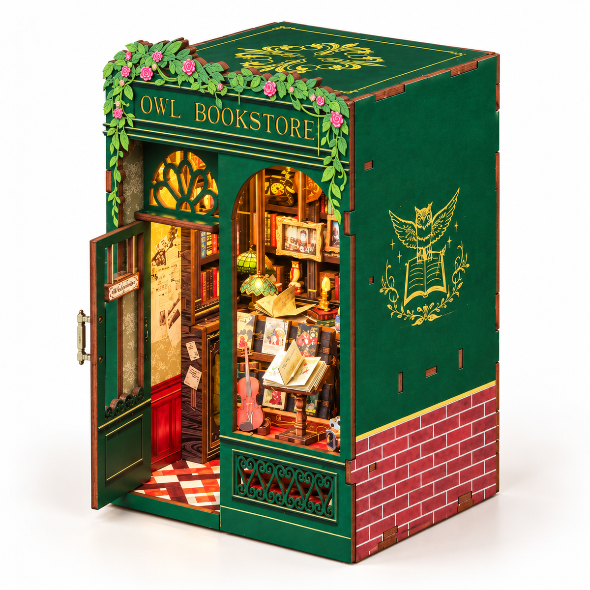 Book Nook Owl Bookstore Cutebee | Librairie miniature lumineuse