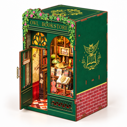 Book Nook Owl Bookstore Cutebee | Librairie miniature lumineuse