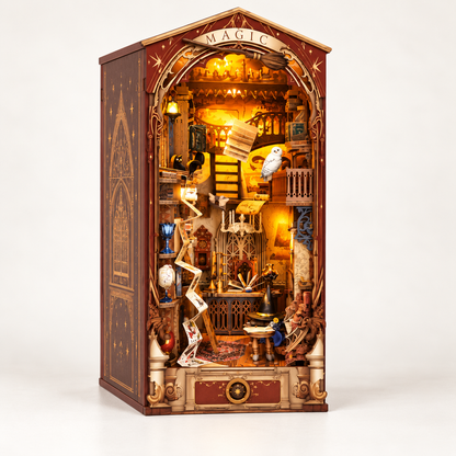Book Nook Magic World | Bibliothèque miniature lumineuse