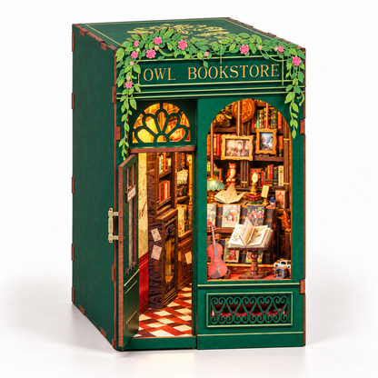 Book Nook Owl Bookstore Cutebee | Librairie miniature lumineuse