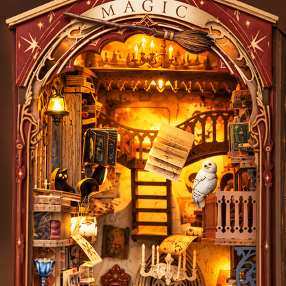 Book Nook Magic World | Bibliothèque miniature lumineuse