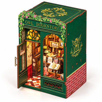 Book Nook Owl Bookstore Cutebee | Librairie miniature lumineuse